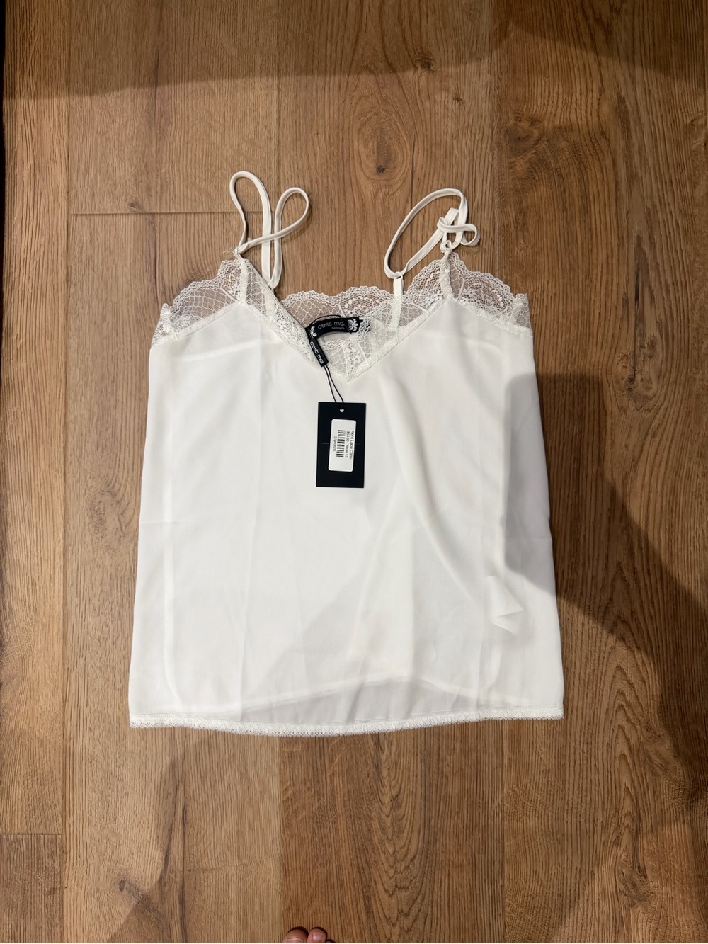 White Lace Trim Satin Camisole